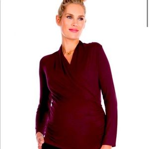 Burgundy Cross Over Maternity & Nursing Top